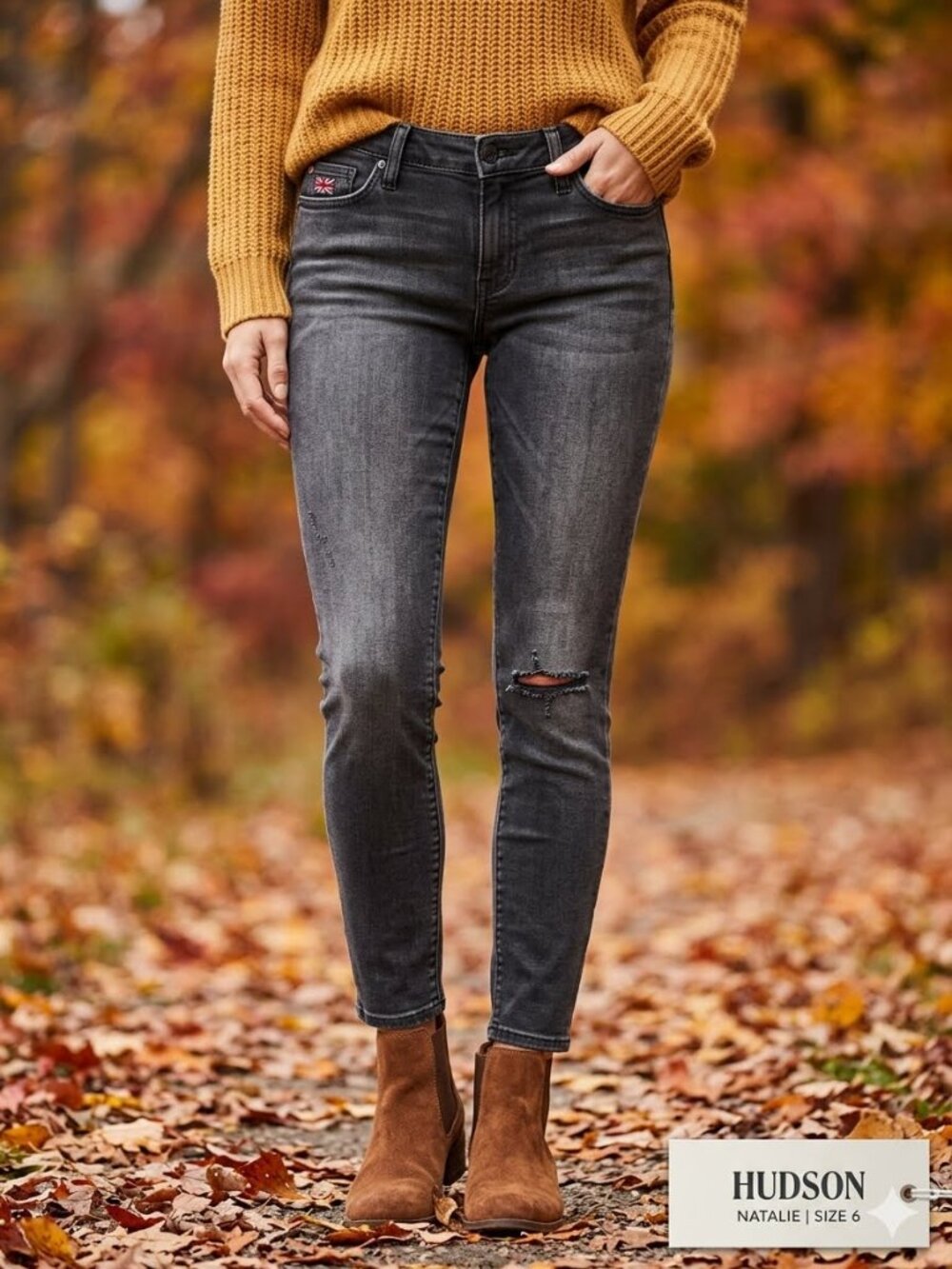Hudson NWT Black Natalie Mid-rise Super Skinny Ankle Jeans 3113